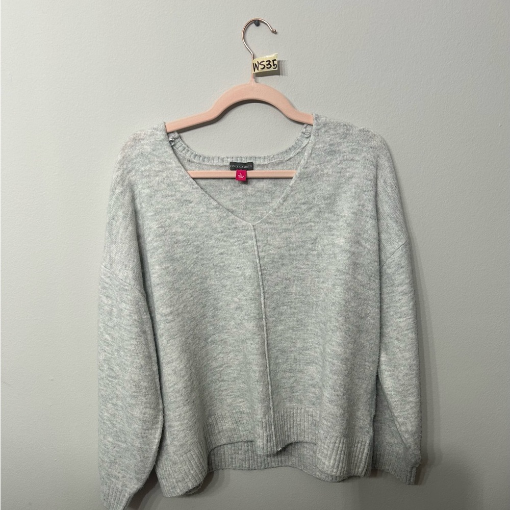 Vince Camuto Light Gray V-Neck Sweater